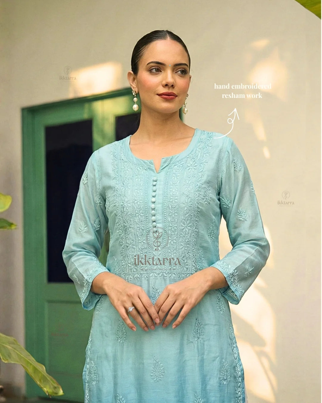 BLUE DAISY KURTA (Muslin Silk)